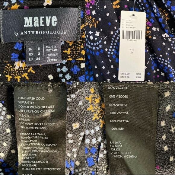 ANTHROPOLOGIE Gianna Tunic Dress Star Galaxy Print Surplice Neck 2 Black NWT - Picture 8 of 10